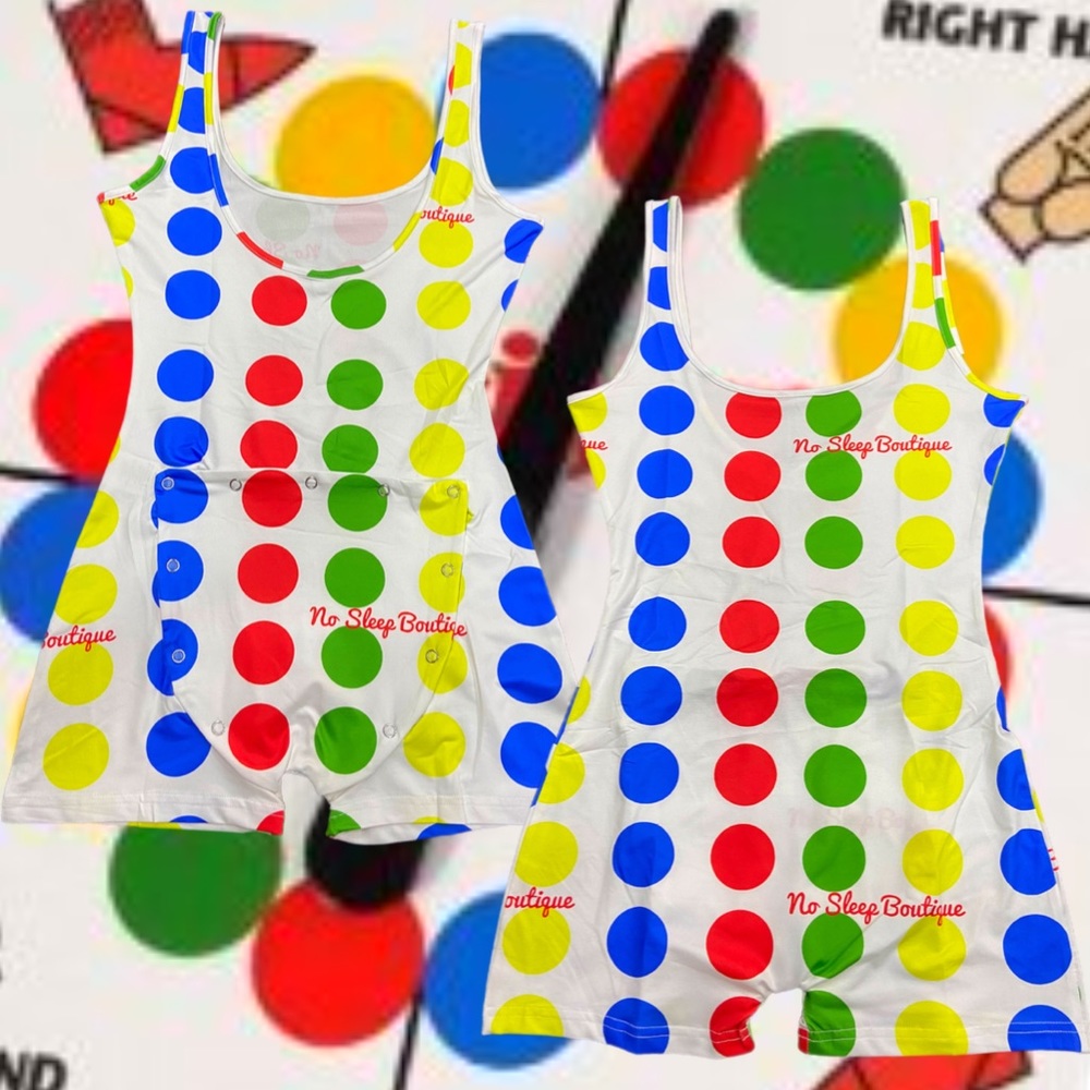 TWISTER. Women’s short tank top onesie with buttflap loungewear.